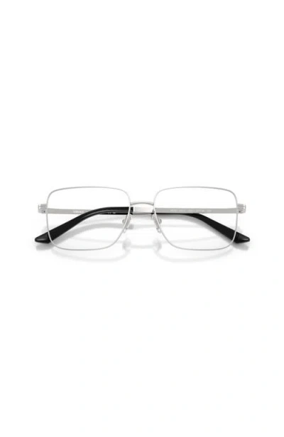 Versace 55mm Rectangle Optical Glasses In Silver