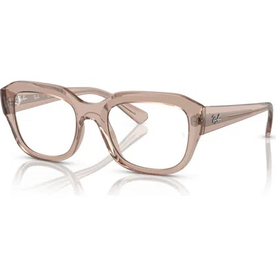 Ray Ban Ray-ban 52mm Square Optical Glasses In Brown