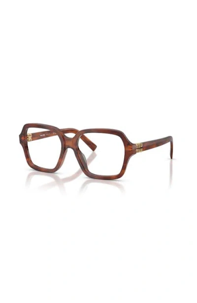 Miu Miu 52mm Square Optical Glasses In Brown