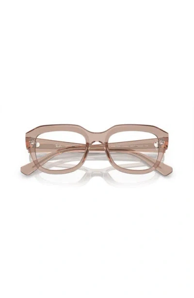 Ray Ban Ray-ban 52mm Square Optical Glasses In Brown