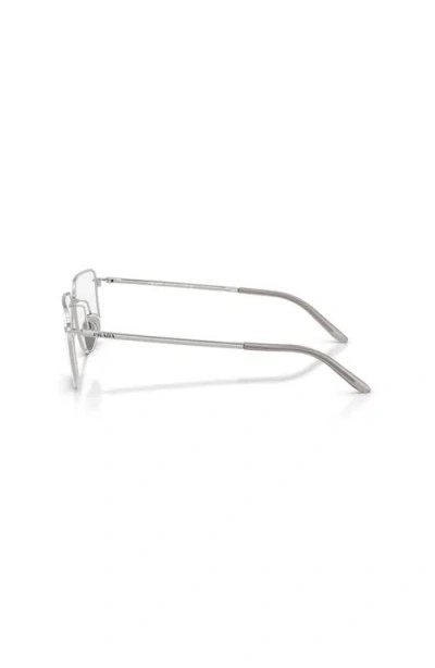 Prada 55mm Rectangle Optical Glasses In Metallic
