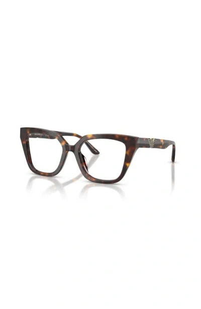 Emporio Armani 52mm Cat Eye Optical Glasses In Brown