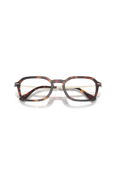 Persol 52mm Rectangle Optical Glasses In Brown