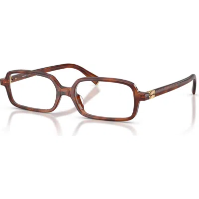 Miu Miu 53mm Rectangle Optical Glasses In Brown