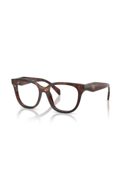 Prada 51mm Butterfly Optical Glasses In Brown