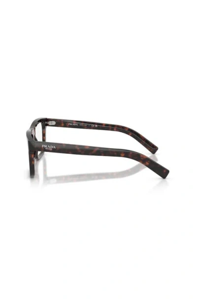 Prada 53mm Rectangle Optical Glasses In Brown