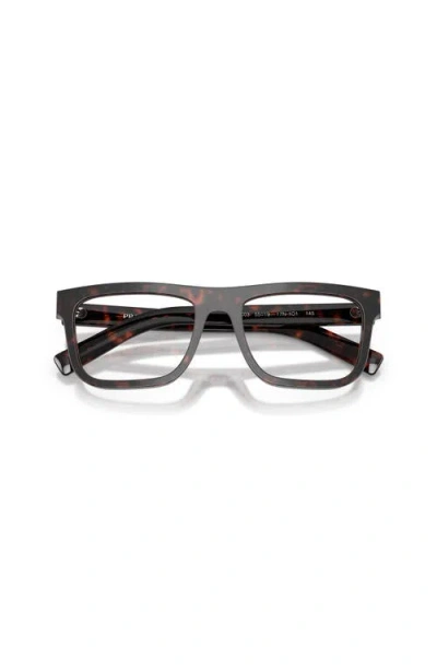 Prada 53mm Rectangle Optical Glasses In Brown