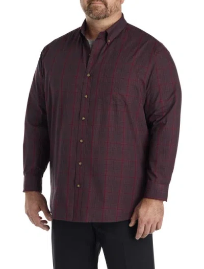 Harbor Bay By Dxl Big & Tall Ez-care Large Plaid Sprt Shirt In Purple