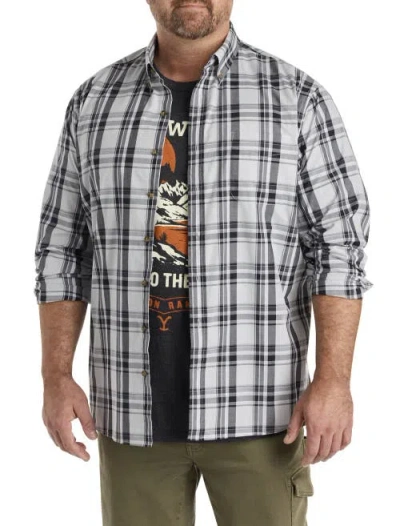 Harbor Bay By Dxl Big & Tall Easy-care Lg Plaid Sport Shirt In Gray