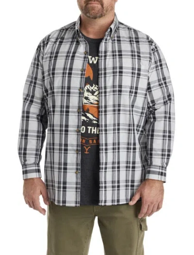 Harbor Bay By Dxl Big & Tall Easy-care Lg Plaid Sport Shirt In Gray