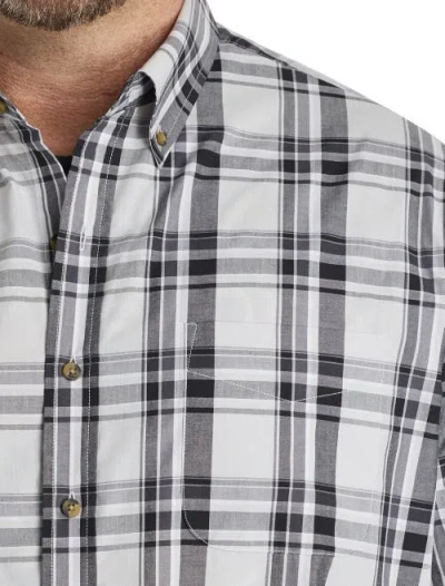 Harbor Bay By Dxl Big & Tall Easy-care Lg Plaid Sport Shirt In Gray