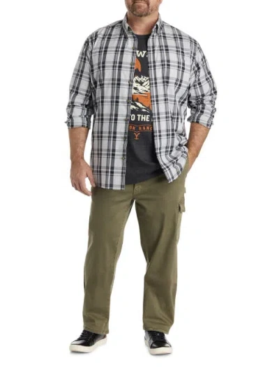 Harbor Bay By Dxl Big & Tall Easy-care Lg Plaid Sport Shirt In Gray