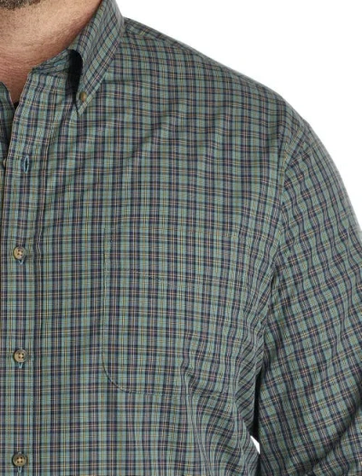 Harbor Bay By Dxl Big & Tall Easy-care Sm Plaid Sport Shirt In Green