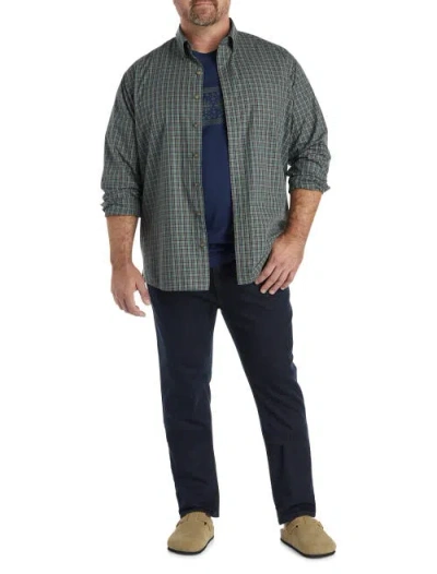 Harbor Bay By Dxl Big & Tall Easy-care Sm Plaid Sport Shirt In Green