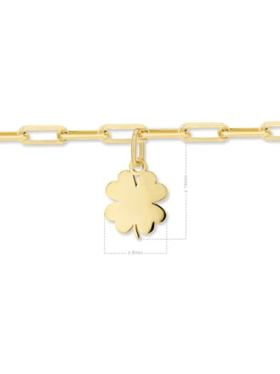 Devata Clover Heart Charm With Paperclip Chain Bracelet In Gold