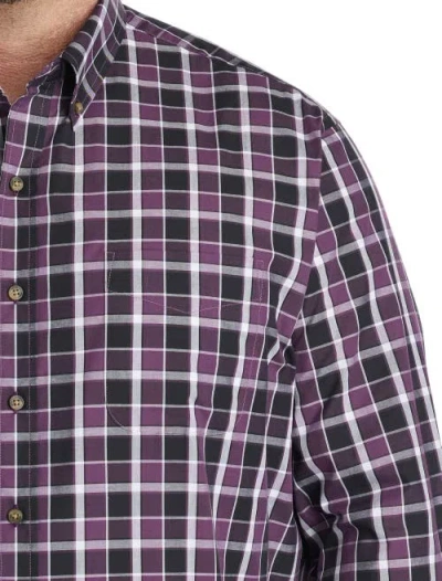 Harbor Bay By Dxl Big & Tall Easy-care Med Plaid Sport Shirt In Purple