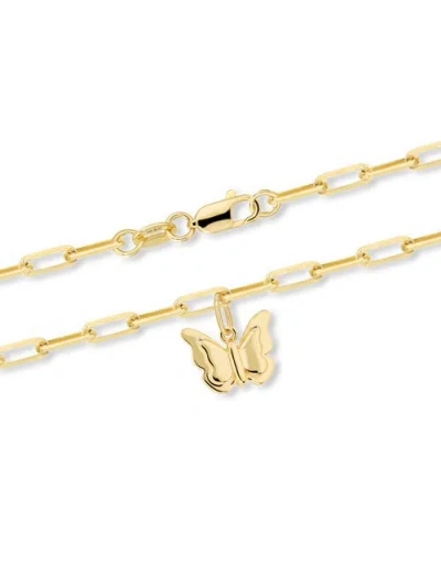 Devata Butterfly Charm With Paperclip Chain Bracelet In Gold