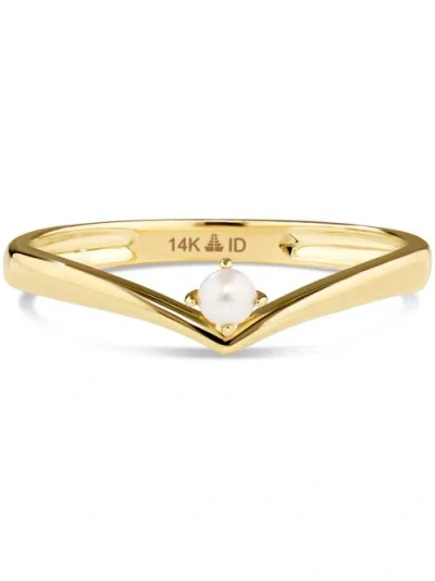 Devata Freshwater Pearl Wishbone Ring In Gold