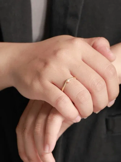 Devata Freshwater Pearl Wishbone Ring In Gold