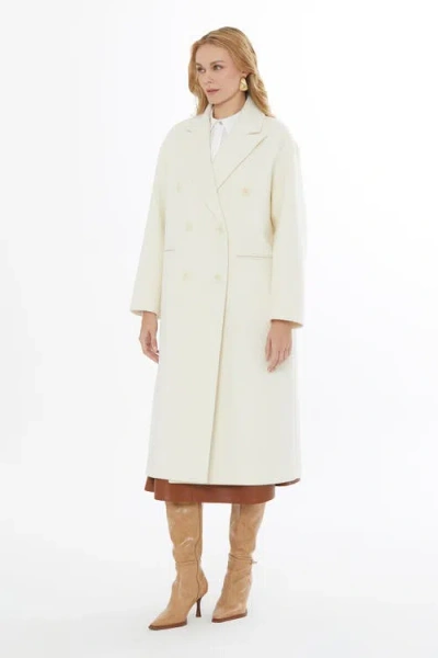Gizia Notch Lapel Long Coat With Back Vent In White