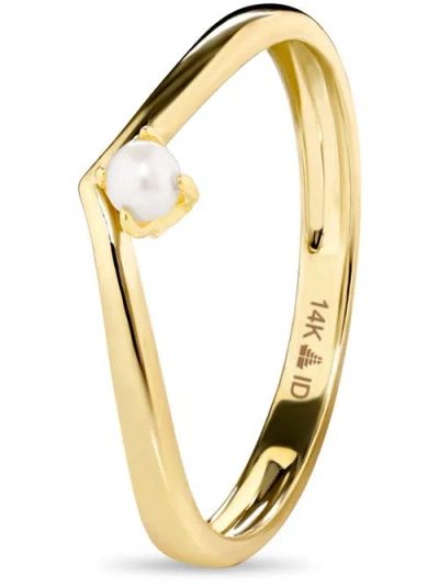 Devata Freshwater Pearl Wishbone Ring In Gold