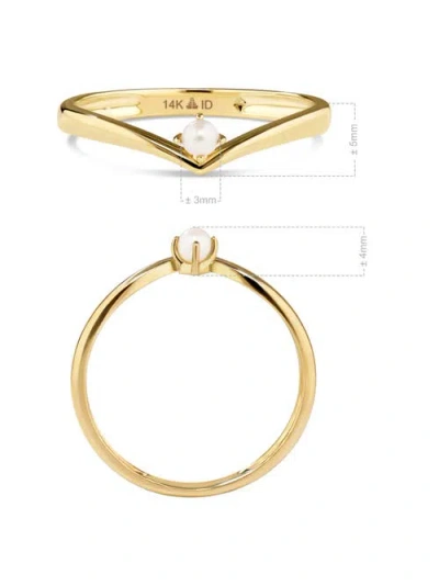 Devata Freshwater Pearl Wishbone Ring In Gold