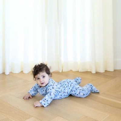 Norani Stretch Organic Cotton Zip Footie In Orange