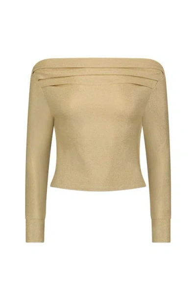 The Noli Shop Victoria Shimmer Top In Neutral