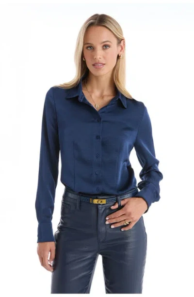 The Noli Shop Paulina Silk Blouse In Blue