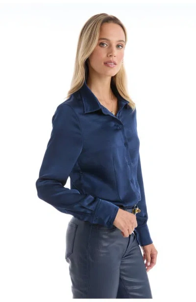 The Noli Shop Paulina Silk Blouse In Blue