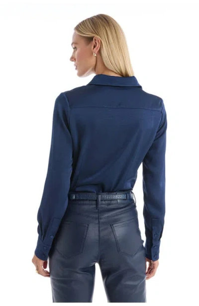 The Noli Shop Paulina Silk Blouse In Blue