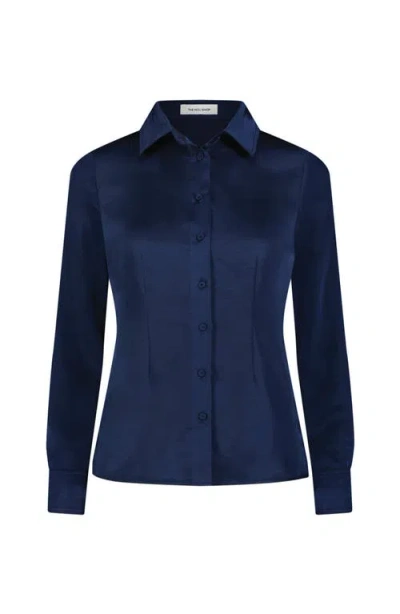 The Noli Shop Paulina Silk Blouse In Blue