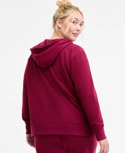 Id Ideology Women's Relaxed Zip-front Long-sleeve Fleece Hoodie, Created For Macy's In Pink