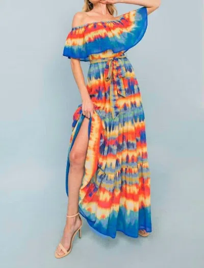 Flying Tomato Summer Feeling Maxi Dress In Blue Coral In Multi