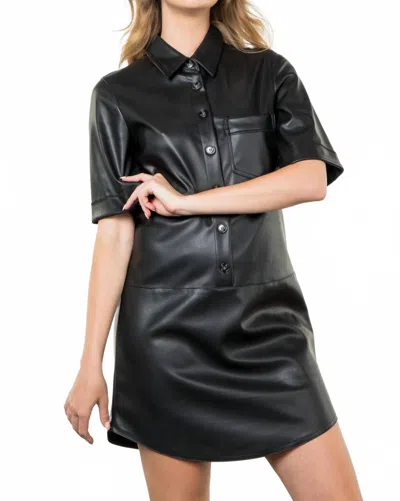 Thml Vegan Leather Mini Dress In Black In Black