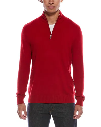 Quinn Cashmere 1/4-zip Mock Neck Sweater In Red