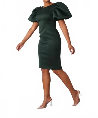 For Her Nyc Scuba Midi Dress In Hunter Green In Green