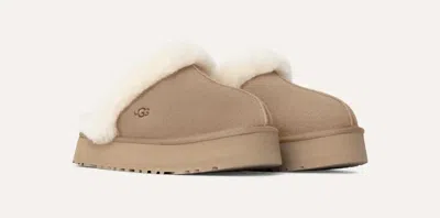 Ugg Disquette 1122550-san Slippers Women's Sand Suede Sheepskin Platform Gug234 In Brown