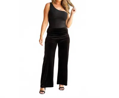 Julia Rose Regina Velvet Wide Leg Pants In Black In Black