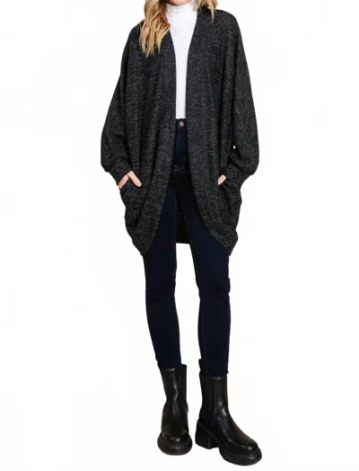 Emerald Collection Cocoon Long Sleeve Cardigan In Black In Black