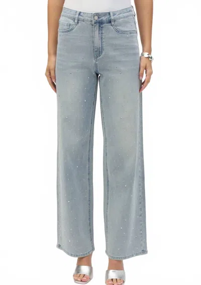 Joseph Ribkoff Wide-leg Mid-rise Jeans In Denim In Blue
