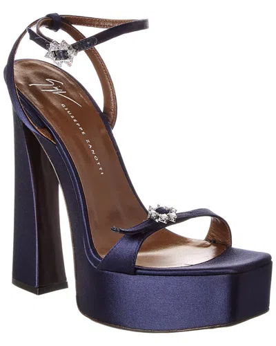 Giuseppe Zanotti Destino 100 Satin Platform Sandal In Blue