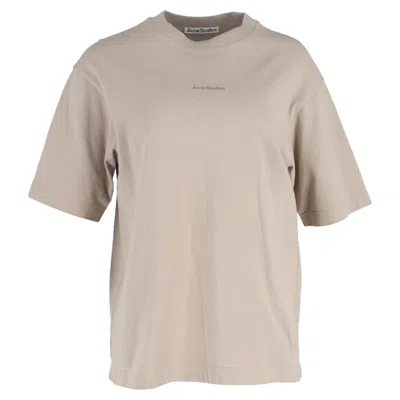 Acne Studios Logo T-shirt In Beige Cotton In Gray