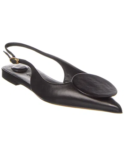 Jacquemus Les Duelo Plates Leather Slingback Flat In Black