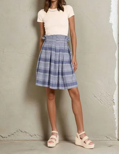 Eva Franco Maddie Midi Skirt In Denim Linen Stripe In Multi