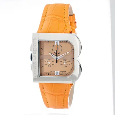 Laura Biagiotti Leather Dress Women's Watch In Orange