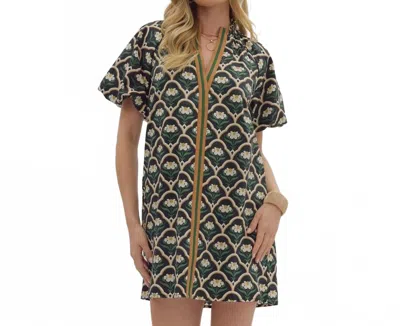 Entro Chessa Mini Dress In Green Multi In Green