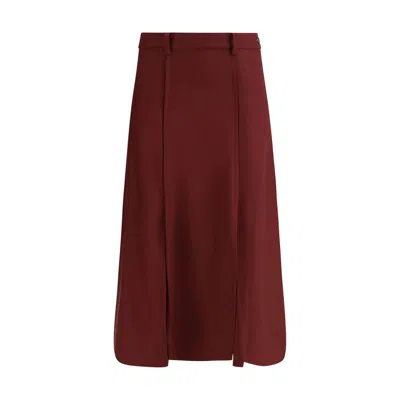 Crida Milano Bordeaux Wool Midi Skirt In Blue