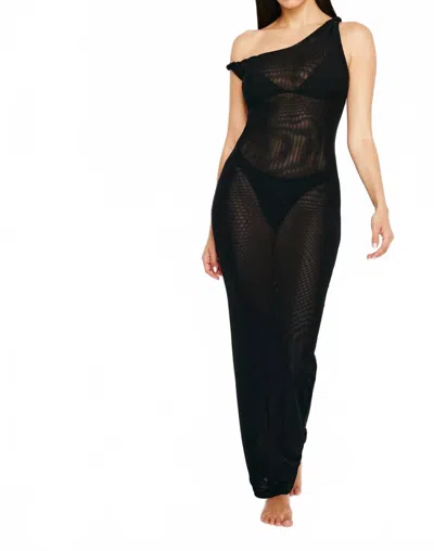 Good American Mesh Twist Maxi Dress In Black In Black