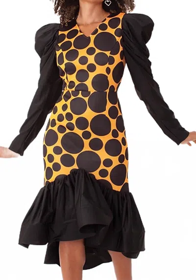 Diva Luna Bubble Couture Dress In Black/mustard In Black